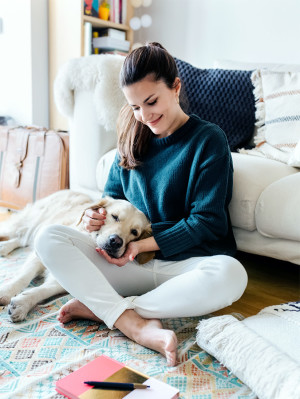 Pretty young woman relaxed at home.