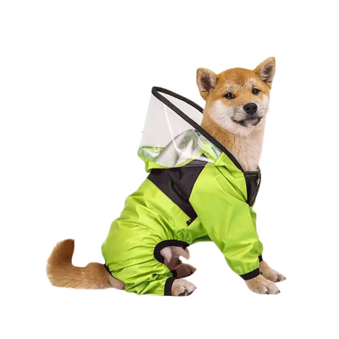 Dog Waterproof Hooded Raincoat in green
